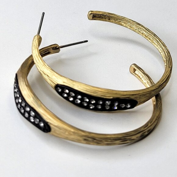 Gold Hoop Earrings With Crystals - Picture 1 of 10
